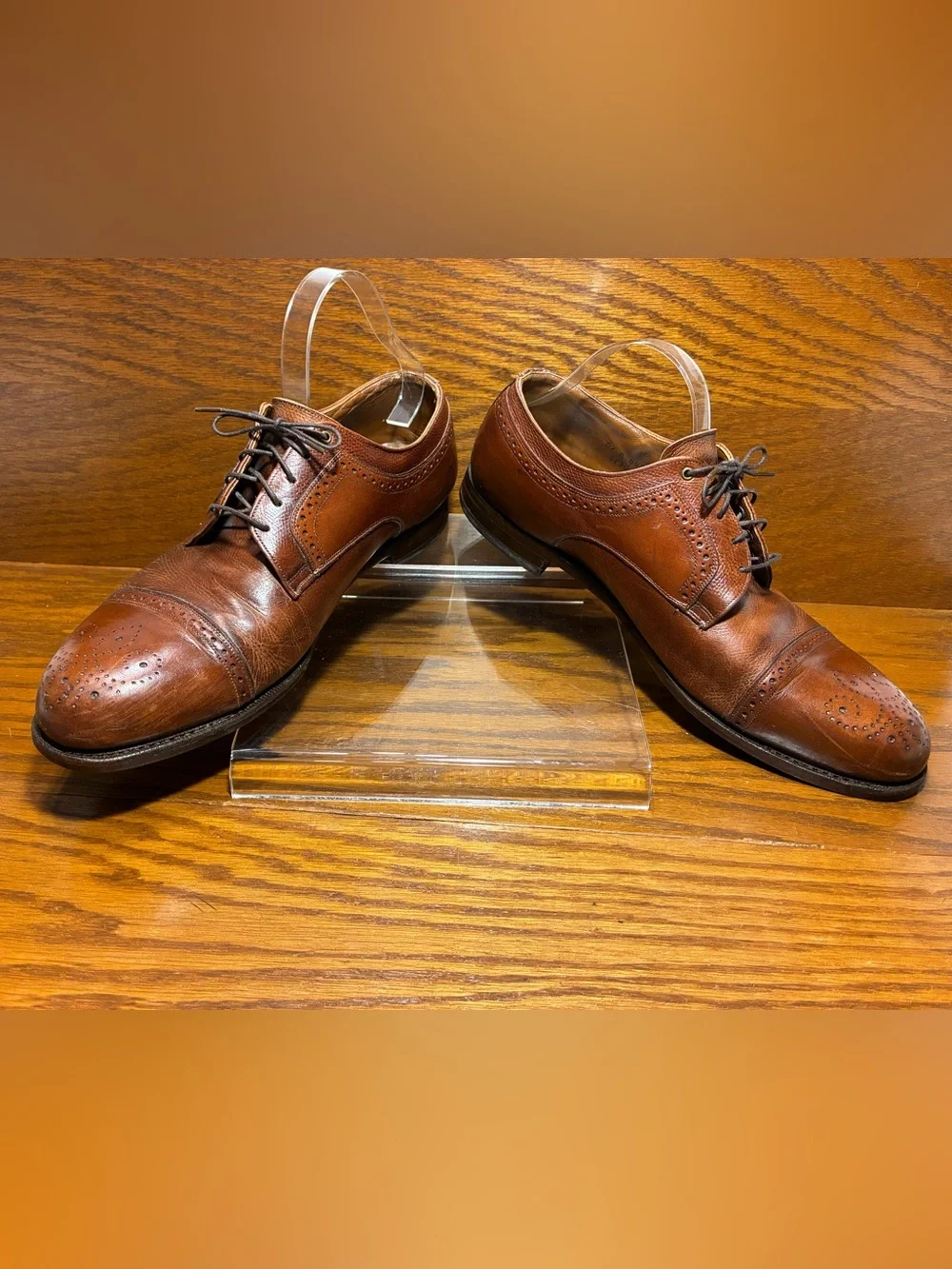 VTG Johnston & Murphy Brogue Wingtip Oxford Shoes Brown Leather Men’s Size 12